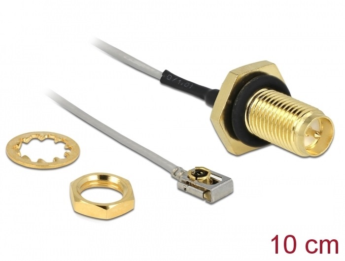 Delock 89926 Antenna kábel RP-SMA anya válaszfali csatlakozóval apa MHF  I LK-dugó 1.13 10 cm menethossz
