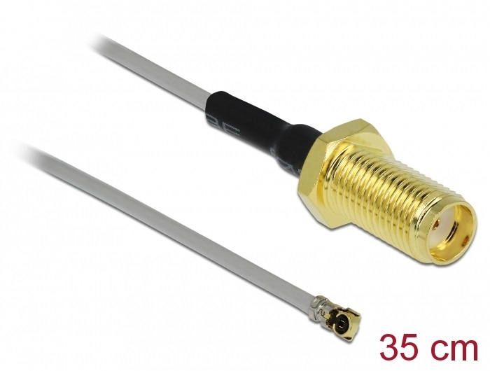 Delock 90398 Antenna kábel SMA anya válaszfali csatlakozóval apa MHF 4 -dugó 0.81 35 cm menethossz 10 mm