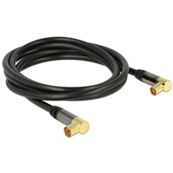 Delock 88865 Antennakábel IEC(koax)-dugó 90 > IEC (koax)-hüvely 90 RG-6/U 2 m fekete