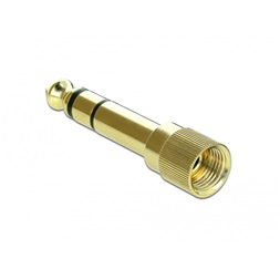 Delock 66390 Átalakító 6,35 mm sztereo apa   3,5 mm sztereo anya 3 pólusú fém, csavarozható