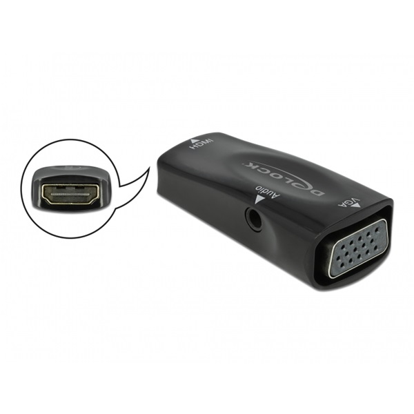 Delock 66560 Átalakító HDMI-A aljzat - VGA aljzat 1080p audioval