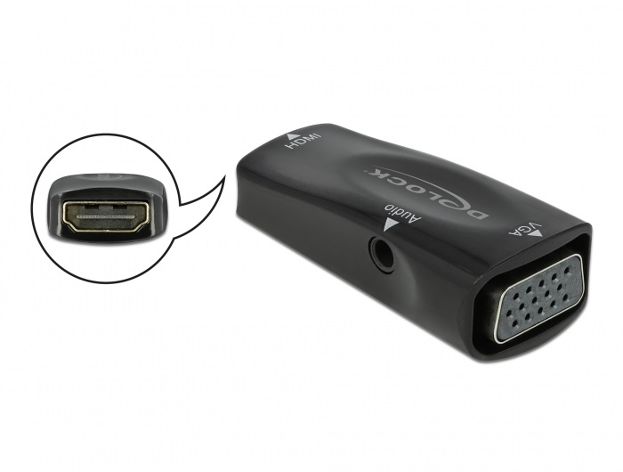 Delock 66560 Átalakító HDMI-A aljzat - VGA aljzat 1080p audioval