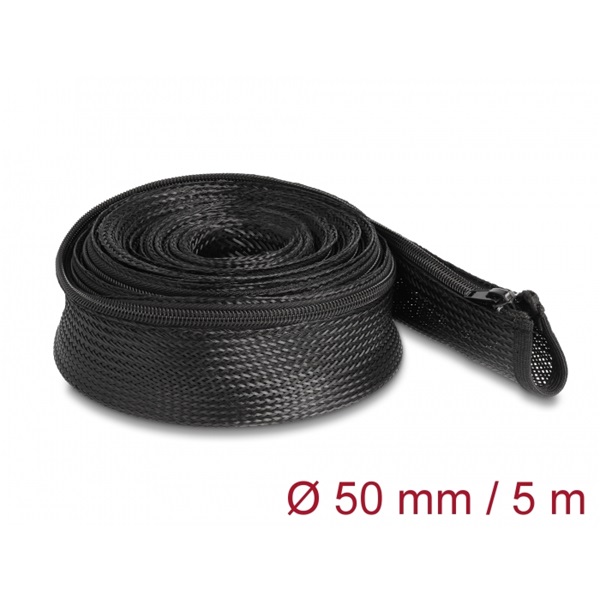 Delock 19173 Befont karmantyú zipzáras szorítóval hőállóság egészen 5 m x 50 mm-es fekete