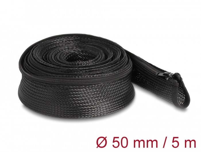 Delock 19173 Befont karmantyú zipzáras szorítóval hőállóság egészen 5 m x 50 mm-es fekete