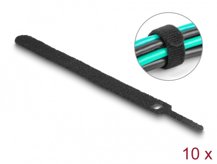 Delock 19010 Befűzős kábelkötegelő hossza 150 mm fekete 12 mm, 10 db.