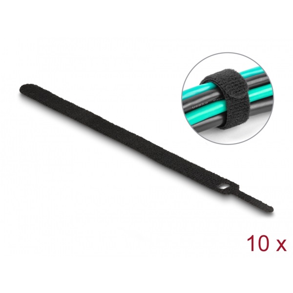 Delock 19011 Befűzős kábelkötegelő hossza 200 mm fekete 12 mm, 10 db.