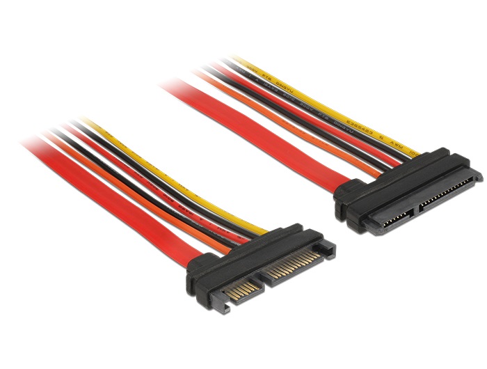Delock 84917 Bovítokábel, SATA, 6 Gb/s, 22 tus csatlakozó > SATA 22 tus aljzat (3,3 V + 5 V + 12 V), 10 cm