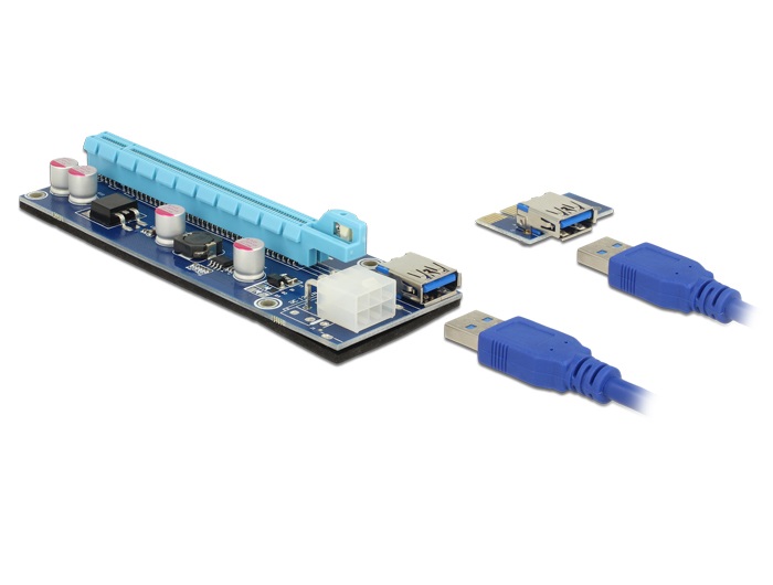 Delock 41426 Bővítőkártya PCI Express x1 > PCI Express x16, 60 cm-es USB-kábellel