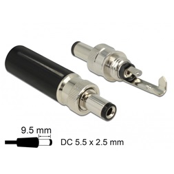 Delock 89914 DC csatlakozó apa 5,5 x 2,5 mm dugómérettel és 9,5 mm hosszal