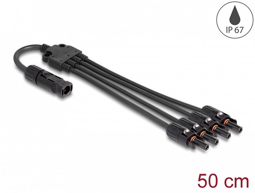 Delock 88226 DL4 szolár elosztó kábel 1 x dugó-4 x anya 50 cm fekete