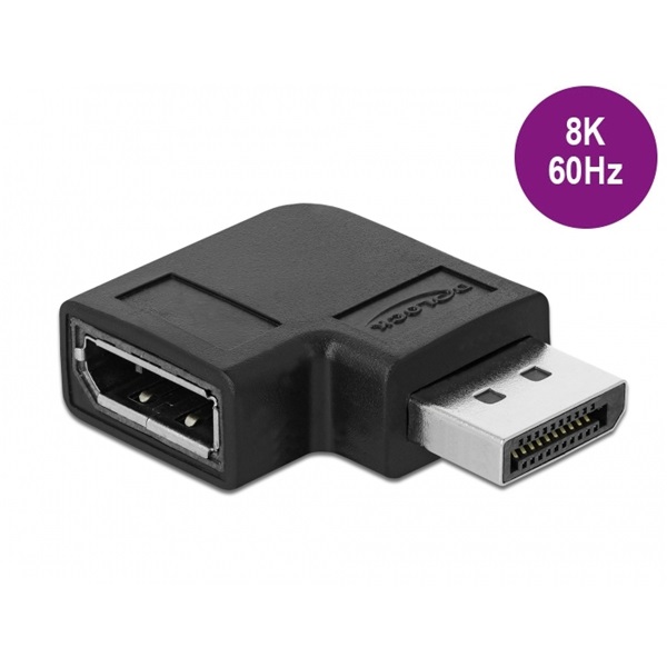 Delock 66297 DisplayPort 1.4 adapter csatlakozó aljzathoz 90   -kal derékszögben 8K 60 Hz