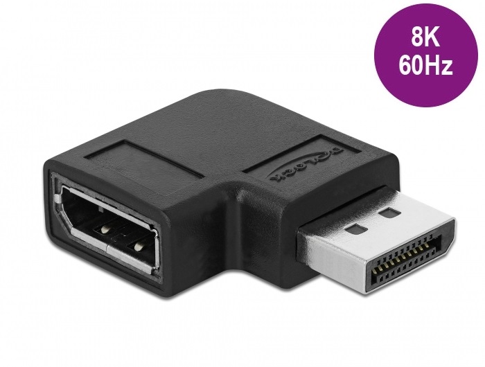 Delock 66297 DisplayPort 1.4 adapter csatlakozó aljzathoz 90   -kal derékszögben 8K 60 Hz