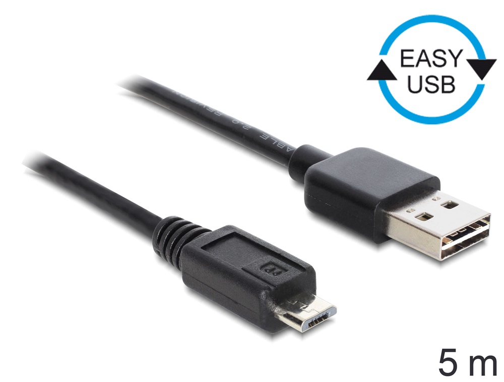 Delock 83369 EASY-USB 2.0 -A apa > USB 2.0 micro-B apa 5 m kábel