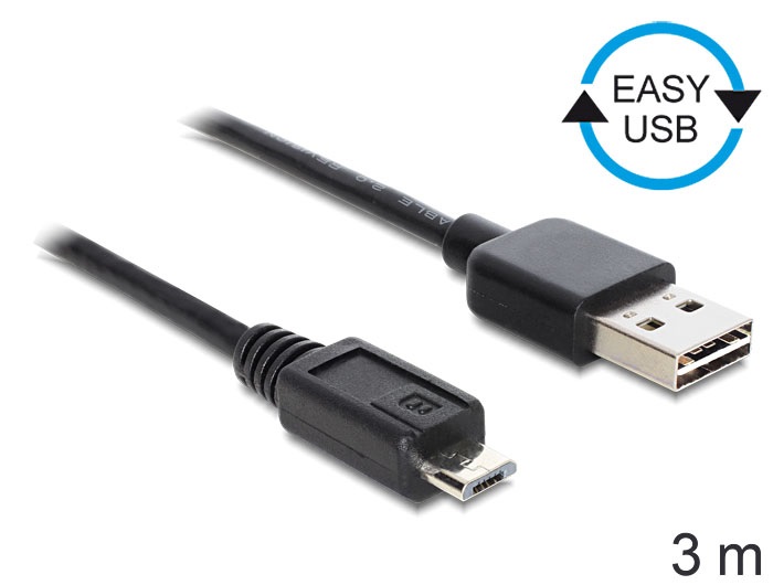 Delock 83368 EASY-USB 2.0 -A apa > USB 2.0 micro-B apa 3 m kábel