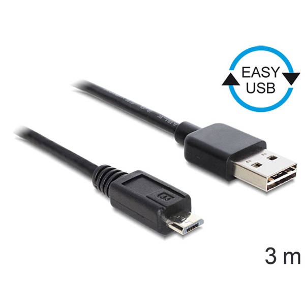 Delock 83368 EASY-USB 2.0 -A apa > USB 2.0 micro-B apa 3 m kábel