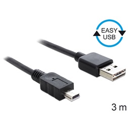 Delock 83364 EASY-USB 2.0 -A apa > USB 2.0 mini apa 3 m kábel