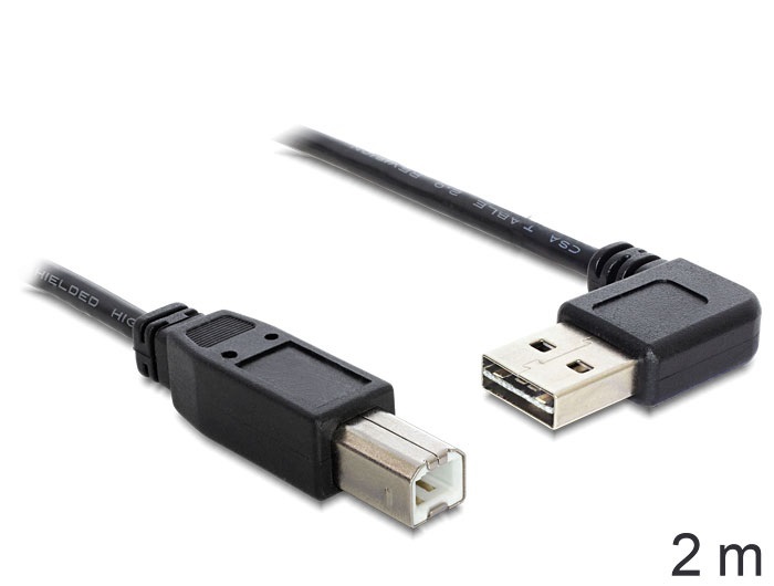 Delock 83375 EASY-USB 2.0 -A apa hajlított > USB 2.0-B apa kábel, 2 m