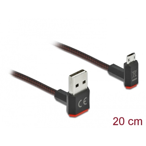 Delock 85264 EASY-USB 2.0 kábel A-típusú csatlakozódugó - EASY-USB Micro-B típusú csatlakozódugó, ívelt fe
