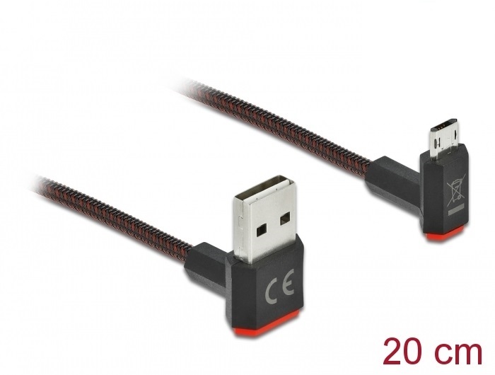 Delock 85264 EASY-USB 2.0 kábel A-típusú csatlakozódugó - EASY-USB Micro-B típusú csatlakozódugó, ívelt fe