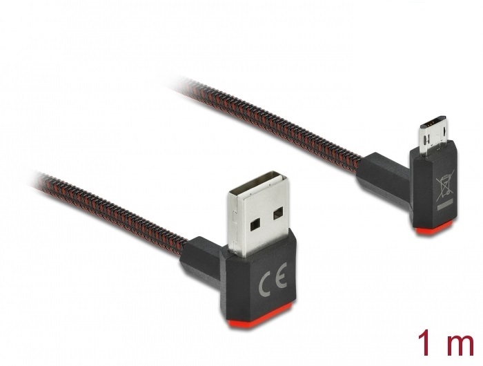 Delock 85266 EASY-USB 2.0 kábel A-típusú csatlakozódugó - EASY-USB Micro-B típusú csatlakozódugó, ívelt fe