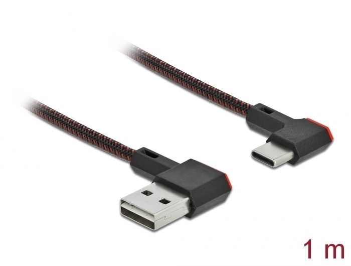 Delock 85281 EASY-USB 2.0 kábel A-típusú csatlakozódugó - USB Type-C  csatlakozódugó, ívelt bal / jobb, 1
