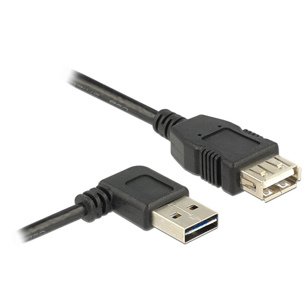 Delock 83551 EASY-USB toldó kábel, 1m, EASY-USB2.0 "A" jobbra/balra 90 -s dugó és USB2.0 "A" aljzat