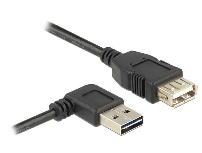 Delock 83551 EASY-USB toldó kábel, 1m, EASY-USB2.0 "A" jobbra/balra 90 -s dugó és USB2.0 "A" aljzat