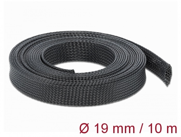 Delock 18903 Fonott kábelharisnya nyújtható 10 m x 19 mm fekete