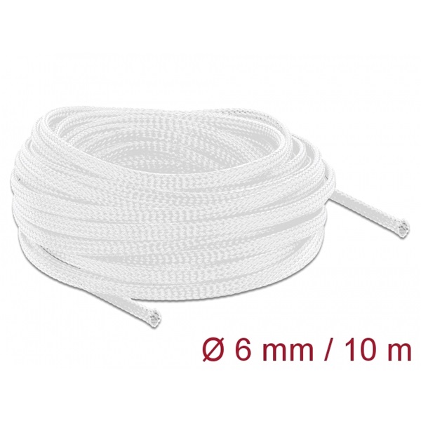 Delock 20693 Fonott kábelharisnya nyújtható 10 m x 6 mm fehér