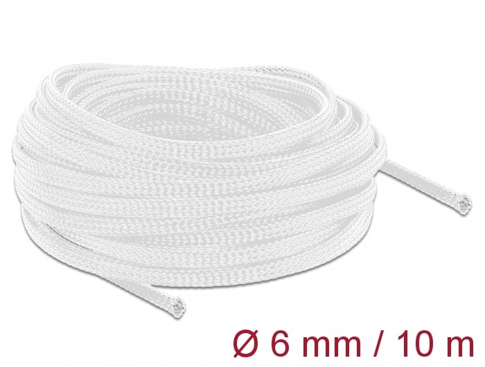 Delock 20693 Fonott kábelharisnya nyújtható 10 m x 6 mm fehér