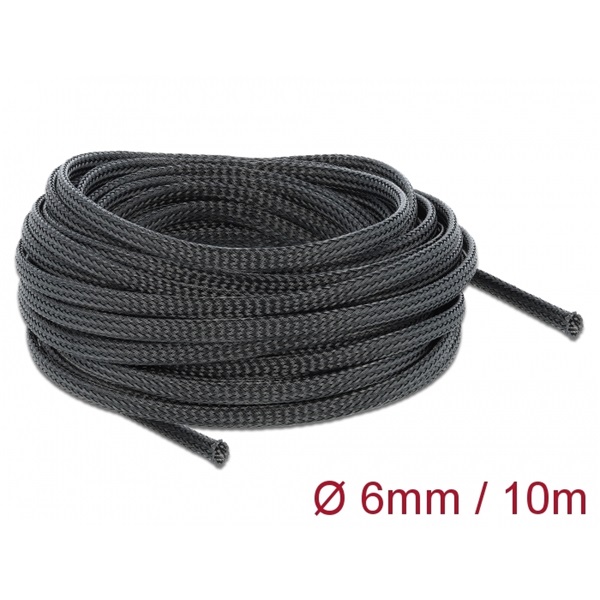 Delock 18848 Fonott kábelharisnya nyújtható 10 m x 6 mm fekete