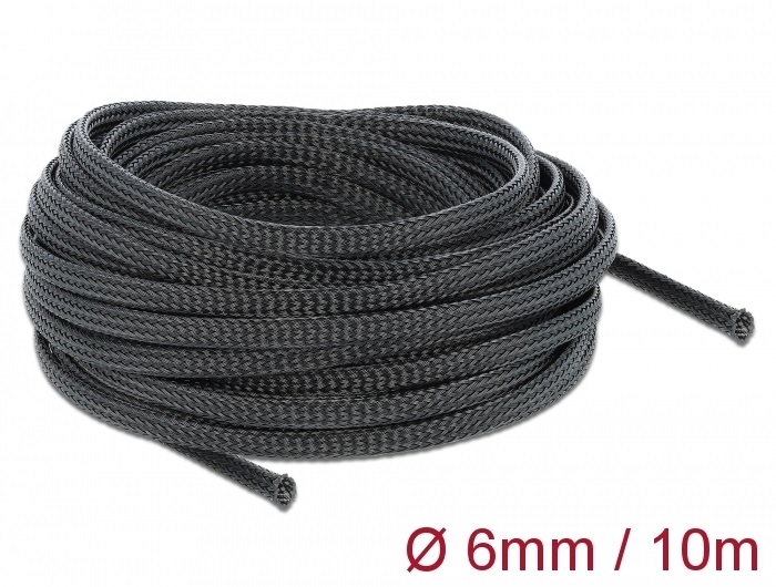 Delock 18848 Fonott kábelharisnya nyújtható 10 m x 6 mm fekete