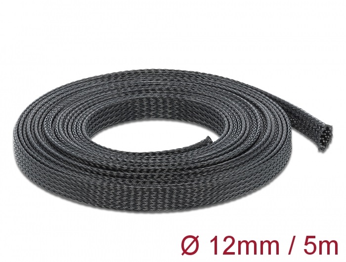Delock 18849 Fonott kábelharisnya nyújtható 5 m x 12 mm fekete