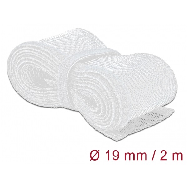 Delock 20702 Fonott kábelharisnya tépőzárral 2 m x 19 mm fehér