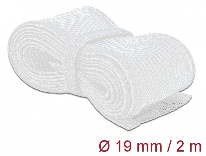 Delock 20702 Fonott kábelharisnya tépőzárral 2 m x 19 mm fehér
