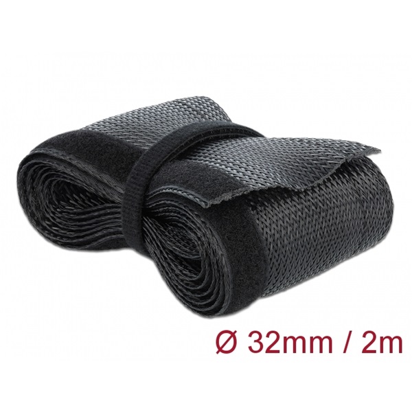 Delock 18858 Fonott kábelharisnya tépozárral 2 m x 32 mm fekete