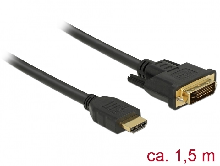 Delock 85653 HDMI - DVI 24+1 kétirányú kábel 1,5 m