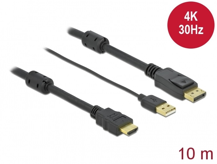 Delock 85968 HDMI    DisplayPort-kábel 4K 30 Hz 10 m