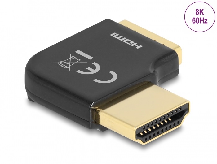 Delock 60015 HDMI adapter apa - anya 90 fok jobbra hajlítva 8K 60 Hz fém