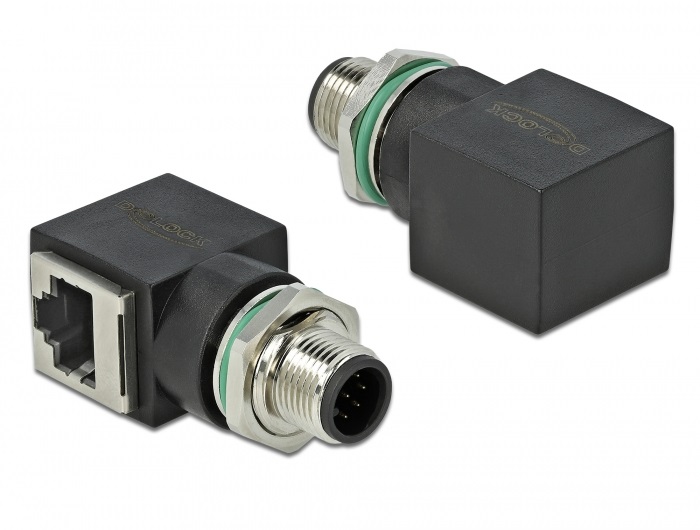 Delock 66315 Hálózati adapter M12 8 tűs A-kódolt adugó - RJ45 anya
