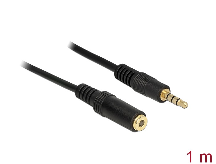 Delock 84666 Hosszabbító kábel Audio Stereo Jack 3.5 mm apa/ anya IPhone 4 pin 1 m