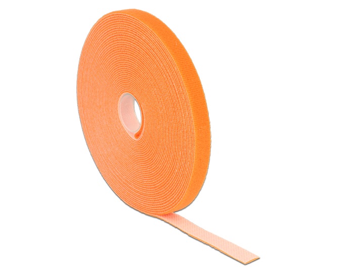 Delock 18744 Hurkolható rögzítok, 10 m x 13 mm (H x Sz) tekercs, narancssárga
