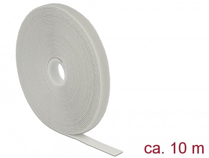Delock 18277 Hurkolható rögzítők, 10 m x 13 mm (H x Sz) tekercs, szürke