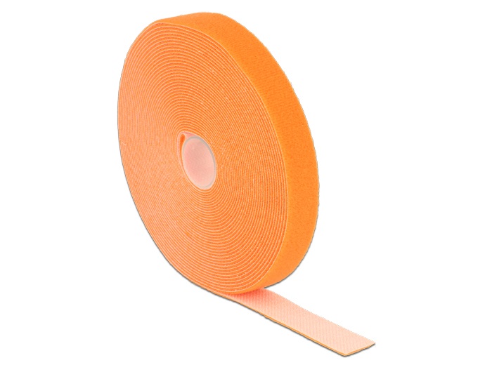 Delock 18748 Hurkolható rögzítok, 10 m x 20 mm (H x Sz) tekercs, narancssárga