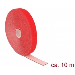 Delock 18724 Hurkolható rögzítők, 10 m x 20 mm (H x Sz) tekercs, piros