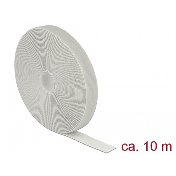 Delock 18281 Hurkolható rögzítők, 10 m x 20 mm (H x Sz) tekercs, szürke
