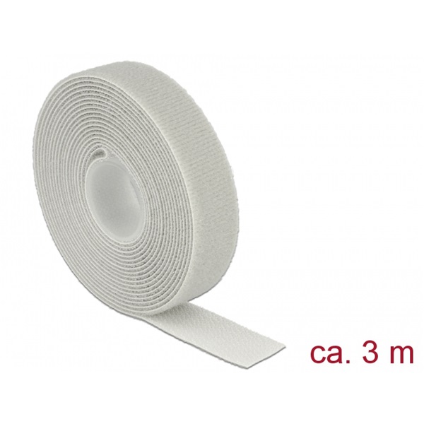 Delock 18279 Hurkolható rögzítők, 3 m x 20 mm (H x Sz) tekercs, szürke