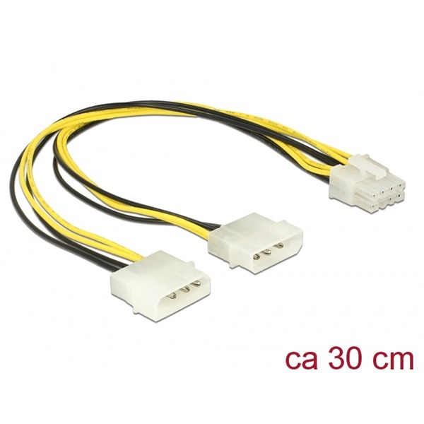 Delock Kábel - 85453 (1 x 8 pines EPS -> 2 x 4 pines molex, 30cm)