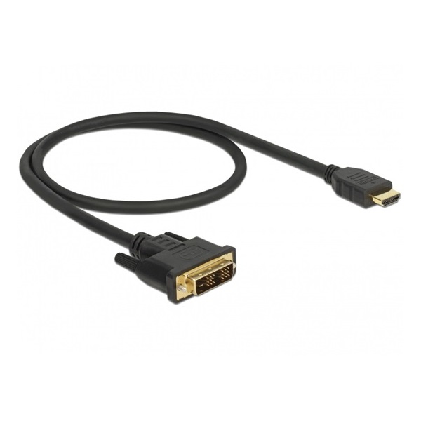 Delock 85581 Kábel DVI 18+1 csatlakozódugóval > HDMI-A csatlakozódugóval, 0,5 m, fekete