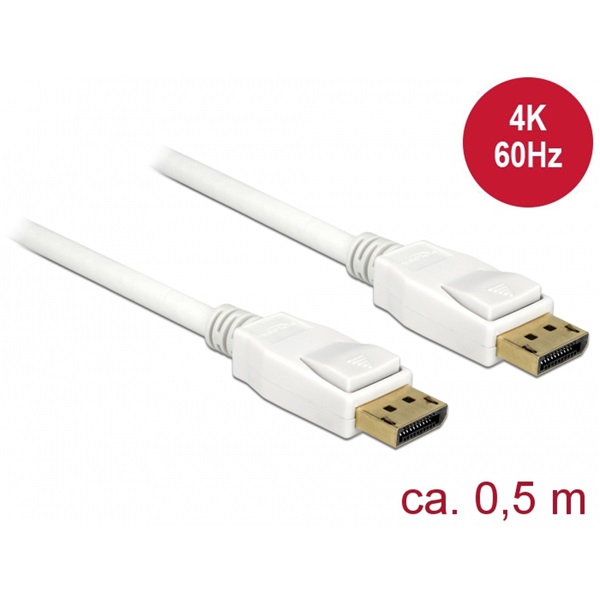 Delock 85507 Kábel Displayport 1.2 dugó > Displayport dugó 4K 60 Hz 0,5 m